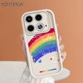 Hontinga for Infinix Note 40 Back Cover Rainbow Smile Ladder Soft Camera Protection Rubber Phone Case. 