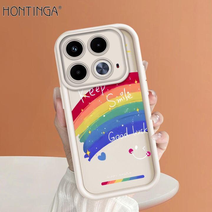 Hontinga for Infinix Note 40 Back Cover Rainbow Smile Ladder Soft Camera Protection Rubber Phone Case