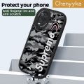 chenyyka For OPPO A54 2021 4G Case Fashion Cool Brand Thin Leather Soft Silicone Full Lens Cover Camera Protect Cases Shockproof Back Cover Casing Softcase. 