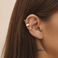 European and American cross-border metal style double circle glossy Earrings jewelry Sweet and cool design sense simple geometric ear clip female. 