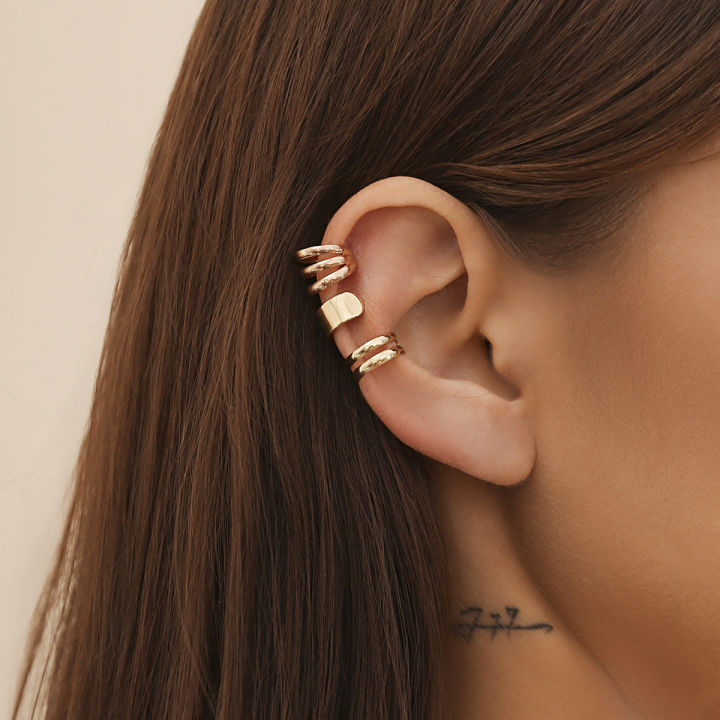 European and American cross-border metal style double circle glossy Earrings jewelry Sweet and cool design sense simple geometric ear clip female