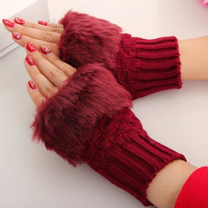 Winter Gloves For Women Woolen Half Finger New Stylish Warm Half Finger Gloves For Girls Washable Woolen Gloves Faux Gloves For Women/Ladies/Girls