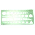 Green Plastic Circles Squares Hexagons Geometric Template Ruler 0-20cm. 