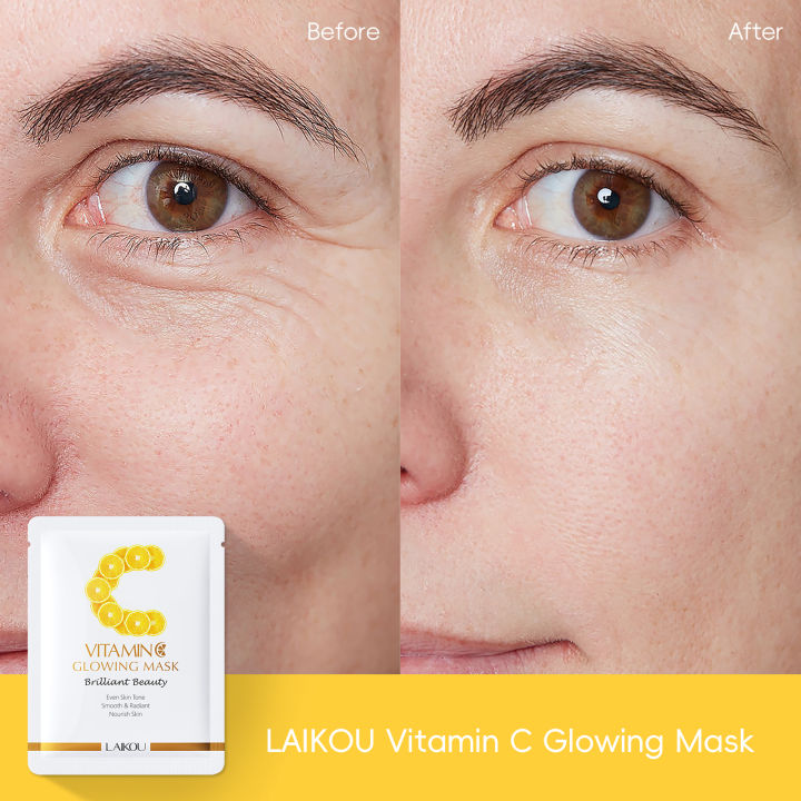 LAIKOU Viatmin C Glowing Mask Deep Hydration Smooth Skin Brightening Nourish Skin 25g*1 sheet