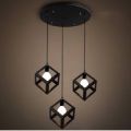 3 in 1 Base Square Cube Hanging Lamp, Ceiling Lamp, Pendant Lamp, For Home, Office, TV Lounge, Bed Room, Led Light, Led Bulb, Filament Bulb. 