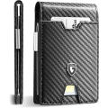 Best Leather Mens Slim Carbon fibre Wallet for Men Minimalist Genuine Leather Carbon Fibre | RFID Blocking Bifold Credit Card Holder | Futuristic Wallets for Men |. 