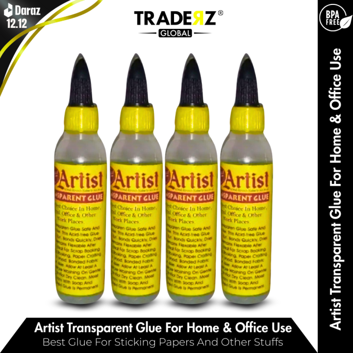 Pack Of 4 - Artist Transparent Glue for Glass – Transparent Liquid Glue School Glue For Slime – 70ml