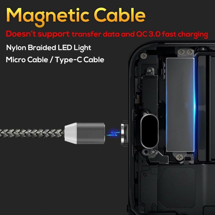 Magnetic%20Fast%20Charging%20Cable%201m%202m%20Nylon%20Braided%20LED%20for%20Micro%20USB%20Type%20C%20iPhone%20Black%20-%20Image%208