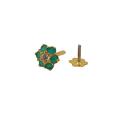 Pure Gold Jewellers-Green and White Stone Gold Nose Pin for Bridal-Gold Nose Stud Green Color and Elegant Designs for Women and Girls. 