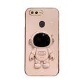 For OPPO A5s Back Cover with Cartoon Astronaut Folding Stand Luxury 6D Plating Frame Shiny Cases Soft Silicone Square Protective Mobile Phone Case. 