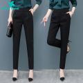 Elastic Waist Suit Pants Women High Waist Elastic Slant Pocket Slim Fit Suit Pants Women Suit Pants. 