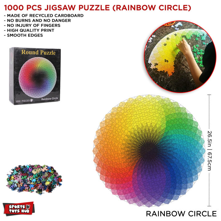1000 Pcs Jigsaw Round Rainbow Colors Puzzles For Kids and Adults Puzzle For Teenagers 1000 Pieces Large Circle Gradient Color Fun and Challenging Family Game (Rainbow)
