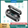 【COD+Ready Stock + FREE Shipping 】VIVO F9 TWS Touch Control 5.0 Bluetooth Earphone Wireless Earphones Stereo LED Display Earbuds Head. 
