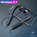 BT-71 TWS Bluetooth 5.1 Wireless Earphones With HiFi Bass Sound And Neckband/Sweat Proof Built-in Noise-canceling Microphone. 