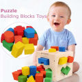 Wooden Hole Shape Intelligence Box Big Shape Sorter Toys with 15 Colorful Wood Puzzle Geometric Shape Blocks and Sorter Sorting Cube Box Classic Wooden Developmental Toy for Preschool Toddlers Girl Boys Birthday Gift. 