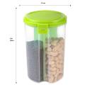 3 In 1 Transparent Air-Tight Jars Plastic Storage Box For Food Cereals Grain Sealed Container (1.5KG). 