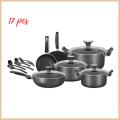 Gift Pack King Cookware set-Non Stick Cookware Smart Set-17 Pcs cookware set with glass lids and 6 spoons.. 