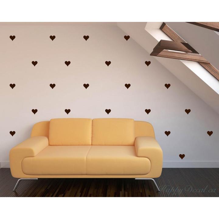 100 PCS (2 Inches) Hearts Shape Polka Dots Wall Stickers, Heart Pattern Stickers for Kids Wall Decals DIY Home Decor Art Wall Decor