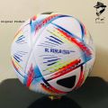 FIFA AL RIHLA FOOTBALL CLOSE STAMP SOCCER MATCH BALL THERMAL BONDED - MACHINE BONDED BALL - STANDARD SIZE 5 FOR ADULT FOOTBALL TRAINING AND PRACTICE BY BEYNAAM ONLINE STORE. 