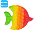 Push Pop Bubble Fidget Spinner Pop It Silicone Toy - 5 inches - Rainbow Angel Fish. 