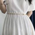 Woven Pearls Waist Chain Belt Women Metal Gold Color Belt Simple Korean Style Chain Belt Sweater Dress Decoration Chain Belt. 