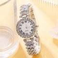 LooKeo Mall 6PCS Diamond Set watch Classy Golden Ladies Wrist Watch Women's earrings, necklaces, bracelets, ring accessories. 
