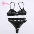 Muses Mall Lace Tied Up Black Bra Thong Set Push Up Wireless Underwear Panties for Daily Wear. 