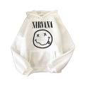 Nirvana White Fleece Full Sleeves Pull Over Hoodie. 