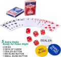 200 Pieces Poke Chips Poke Game With Cards Dice Chips Dealer Button Chip Holder and Aluminum Travel Case. 