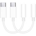 TheMax® White USB C to 3.5mm  [2 Pack] USB-C to 3.5mm Aux Audio Earphone  Jack Type C Connector for HTC, Xiaomi, OnePlus, iPad Pro, Sony Xperia, NOKIA, Samsung Galaxy S8+ (White 2 Pack). 