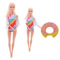 2PCS Doll Clothes Swimwear + Swimming Rings Swimsuits Bikini Beach Bathing Accessories for Barbies,11.8 Inch,BJD Doll,Girl's Toy. 