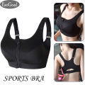 OIMG Women Sports Bra Front Zipper Closure Professional Anti Vibration Bra Padded Sports Bra Shockproof Sports Bra With Removable Pads For Workout Running Gym Exercise. 
