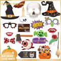 Enigma- Card Halloween Photo Props Spooky Halloween Photo Props Set 20 Pcs Fangs Skulls Witch Hats More for Party Fun. 