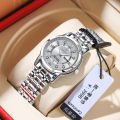 POEDAGAR Women's Stainless Steel Quartz Watch with Diamond Dial, Calendar, and 30M Water Resistance Watches for Girl. 