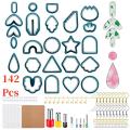 142Pcs Jewelry Mold Tools for DIY Making Earrings Clay Cutters Plastic Hook with Storage Bag Cake Cookie Baking Mould. 