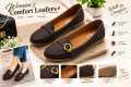Women’s Brown & Baby Pink Loafers | Gold Buckle Perforated Slip-On Casual Shoes JOJO Shoes. 