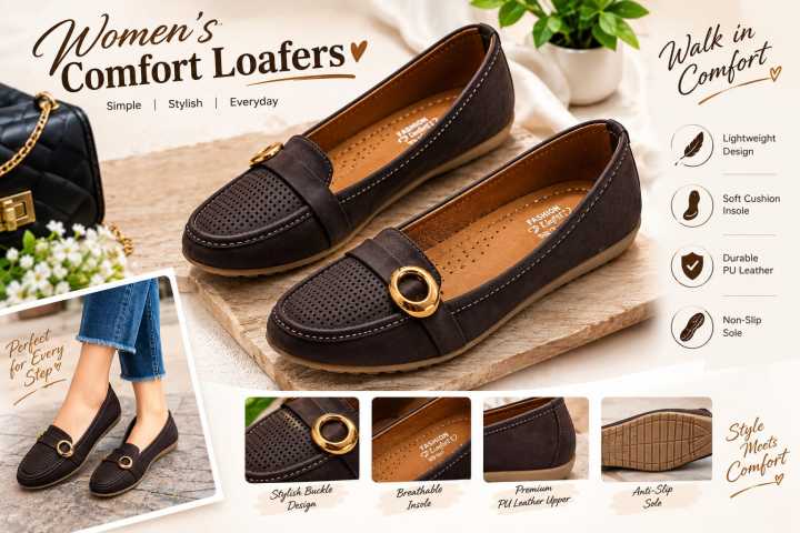 Women%E2%80%99s%20Brown%20&%20Baby%20Pink%20Loafers%20%7C%20Gold%20Buckle%20Perforated%20Slip-On%20Casual%20Shoes%20JOJO%20Shoes%20-%20Image%203