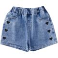 Girls denim shorts summer thin middle big kids baby little girls embroidered hot pants outside wear children's pants wholesale. 