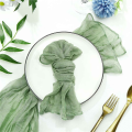 Wrinkled Dinner Napkins Table Napkins Decorative Cloth Napkins (Green, 12 Packs). 