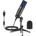 FANTECH MCX01 LEVIOSA Professional Condenser Microphone With RGB Illumination And Cardioid Polar Pattern USB XLR Cable With Table Stand. 
