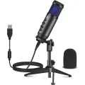 FANTECH MCX01 LEVIOSA Professional Condenser Microphone With RGB Illumination And Cardioid Polar Pattern USB XLR Cable With Table Stand. 