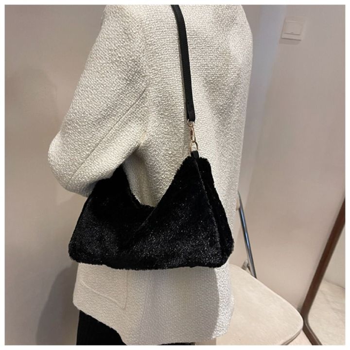 Fluffy Mini Tote Bag Fashion Shopper Bag Faux Fur Women Handbags Warm Winter Soft Plush Simple Shoulder Bag Daraz.pk