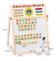 Educational Learning Multipurpose Double-Sided Magnetic Wooden Writing, Drawing Board (Whiteboard + Blackboard) with Abacus, Mathematical Calculations & English Alphabets. 