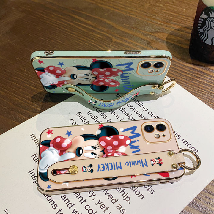 YIWESAN%20For%20Infinix%20Hot%209%20Play%20Case%20With%20Wristband%20New%20Design%20Phone%20Case%20For%20Girl%20Women%20Thin%20Pattern%20Cartoon%20Minnie%20Shockproof%20Plating%20Silicone%20Casing%20Full%20Cover%20SoftCase%20Protection%20Cases%20-%20Image%205