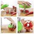 Manual Garlic Chopper Grinder with Peeler Hand Pull Food Slicer 3 Blades Cutting Mix for Fruit, Vegetable, Onion,Tomato. 