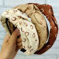 Plastic Headband Leopard Print Heart Knot Hairband Retro Anti-slip Hair Accessory for Women. 