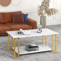 Rectangular Beautiful Luxury Coffee Table Storage Open Shelf,Center Table, Nesting Stacking Table, with Iron Metal Frame for Living Room,Bedroom. 