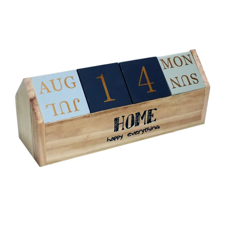 Table Calendar Block Vintage Perpetual Wooden Office and Home Desk ...