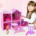 Holiday Villa Two Storey Pink Doll House For Girls - 117 pcs - 24 inches. 