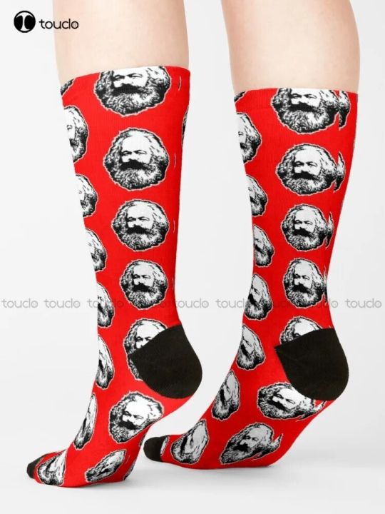 【Good-Love Store】Karl Marx Communist Communism Politics Marx Karl Engels Lenin Soviet Socks Mens 360° Digital Print Retro